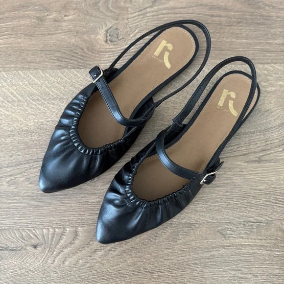 Report Black Women's Ruched Mary Jane Slingback Flats - Picture 1 of 6